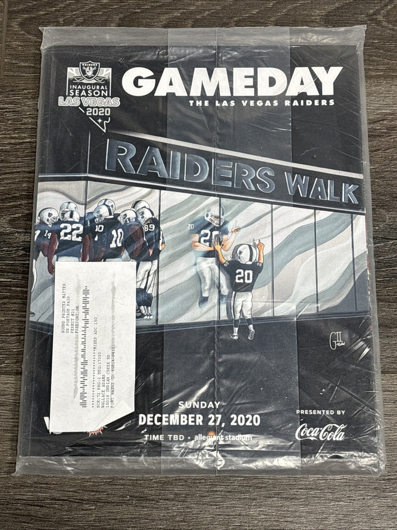 Las Vegas Raiders Gameday Magazine December 27 2020 vs Miami Dolphins Inaugural