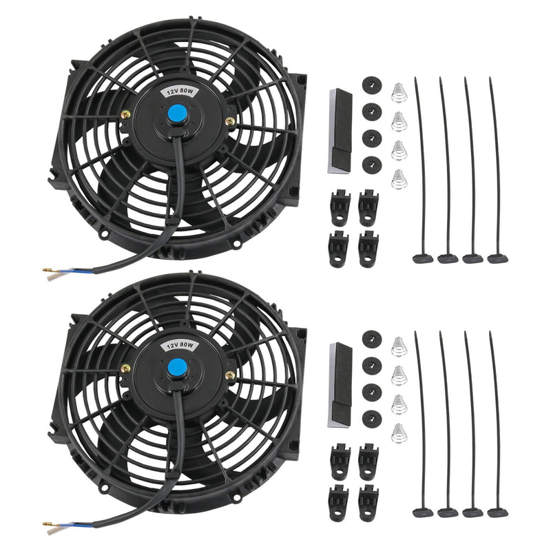 Universal 10" Slim Pull Push Racing Electric Radiator Engine Cooling Fan 2X