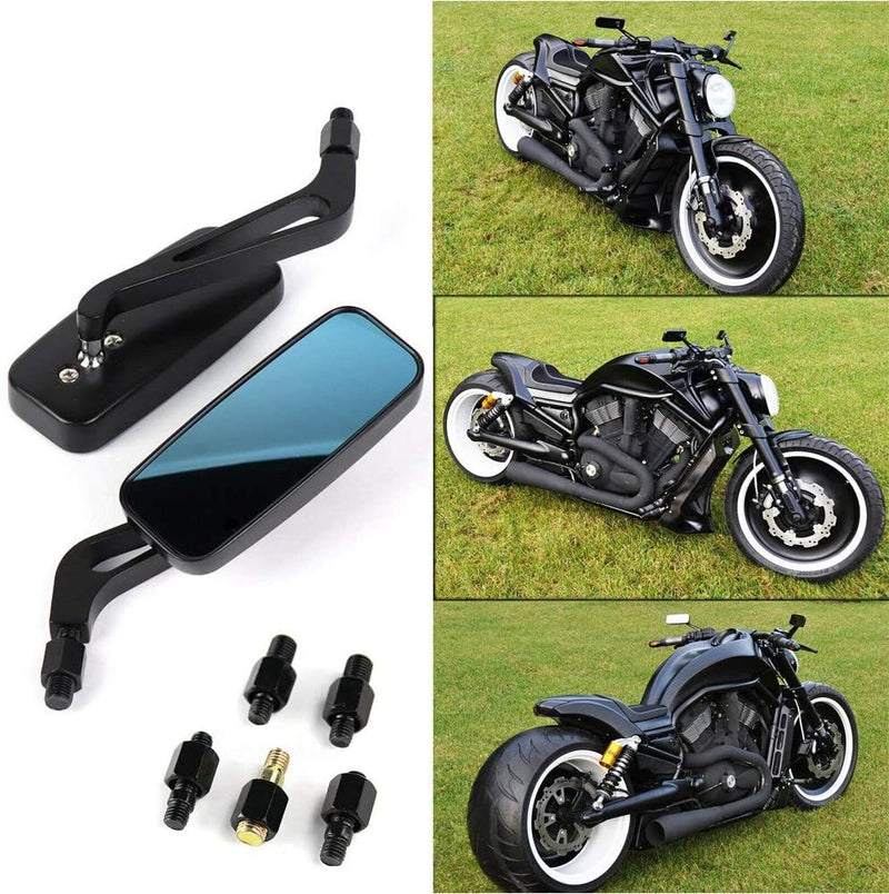 Black Rectangle Rear-View Mirrors for Harley Touring Road Glide Road King, 2x