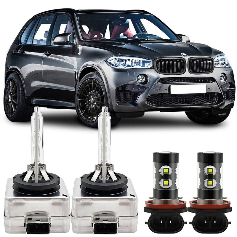HID Headlight High-Low LED Fog Light Bulbs for BMW X5 2007-2015 White