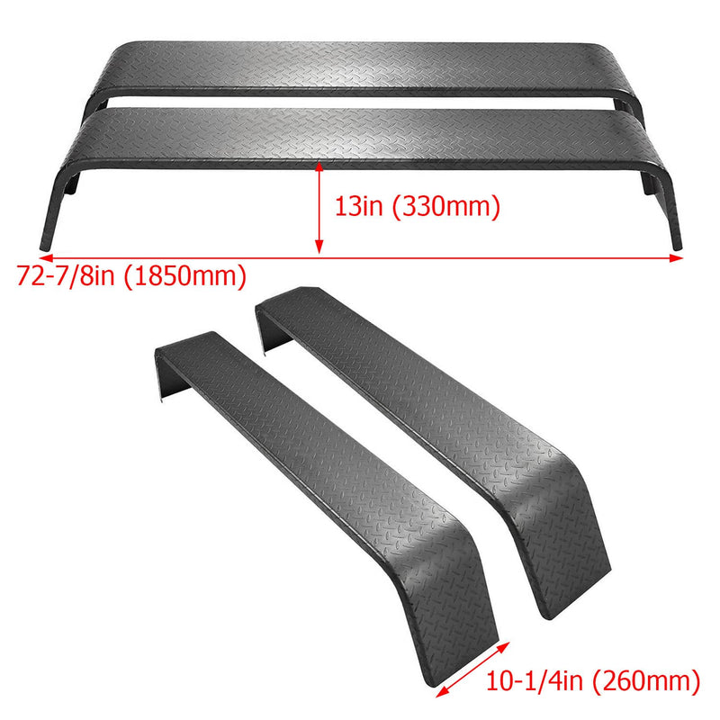 10-1/4"x72-7/8"x13" Steel Diamond Tread Plate Tandem Axle Trailer Fenders 2pcs