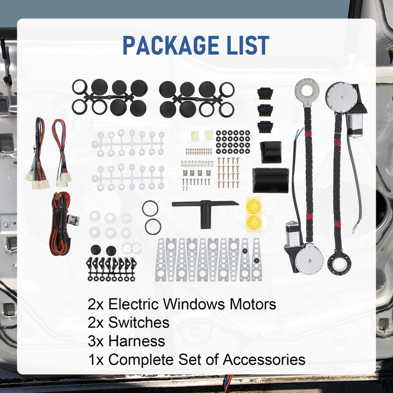Universal Electric Power Window Lift Regulator Conversion Kit for 2 Door Pickup