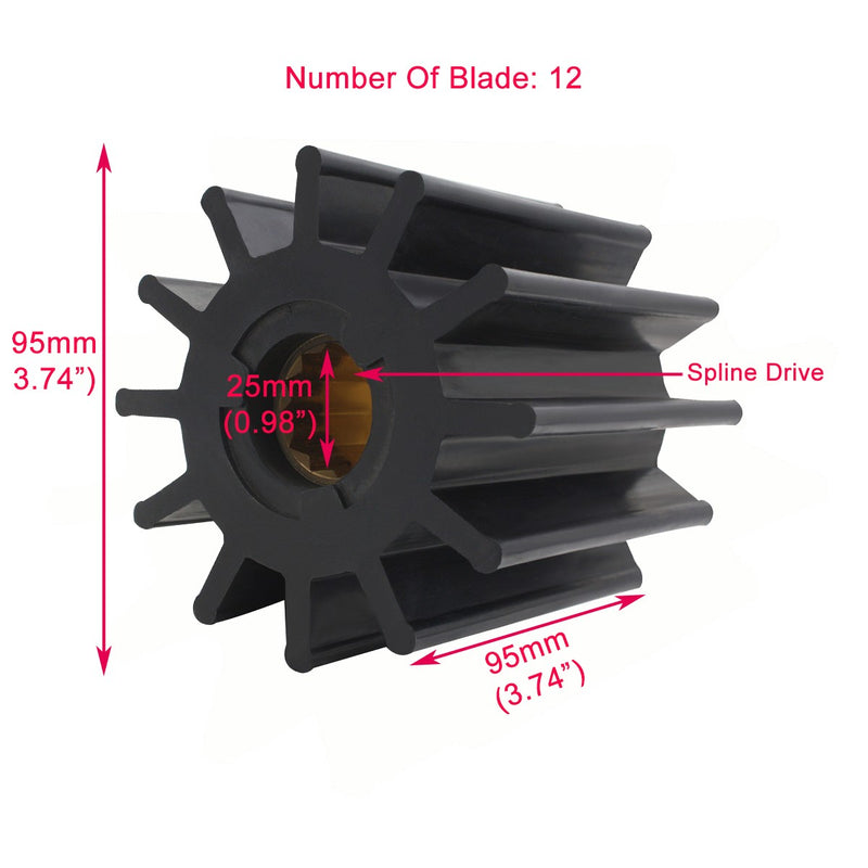 17938-0001 Yanmar148687-42830 Water Pump Impeller 12-Blades Raw Sea Pump