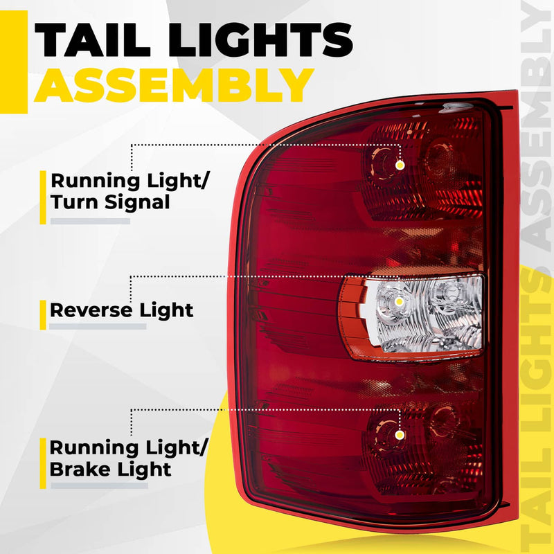 DURAFORCE Smoke Red Tail Lights LH RH for Chevy Silverado 1500 2500 3500HD 2007-2013