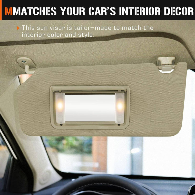 83280-TA5-A51ZA Tan Sun Visor Pair for Honda Accord 2008-2017 Light Mirror