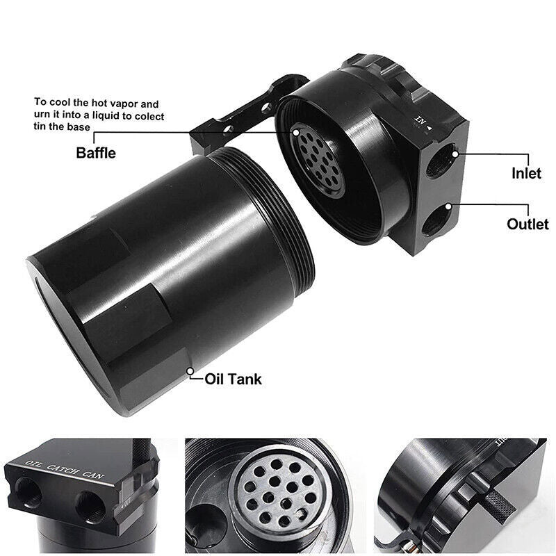 Black Oil Catch Can Separator for Ford F150 Raptor 2.7L 3.5L 5.0L
