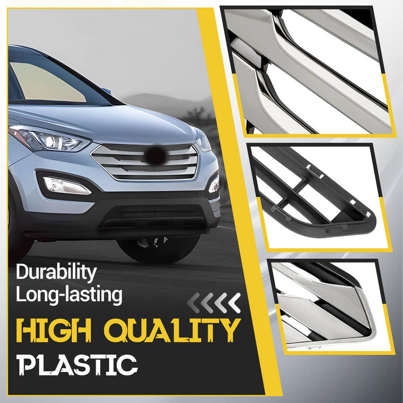 DURAFORCE Front Upper Lower Bumper Grille Set for Hyundai Santa Fe Sport 2013-2016