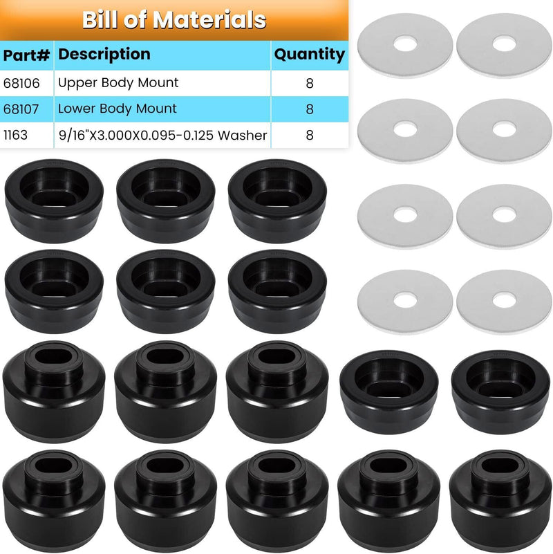Body Cab Mount Bushing Kit for Chevy Silverado GMC Sierra 1999-2014 7-141