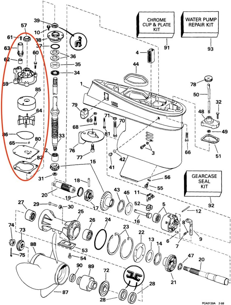 DURAFORCE 432955 438597 Water Pump Kit With Housing for Evinrude/Johnson Outboard 70 75 HP