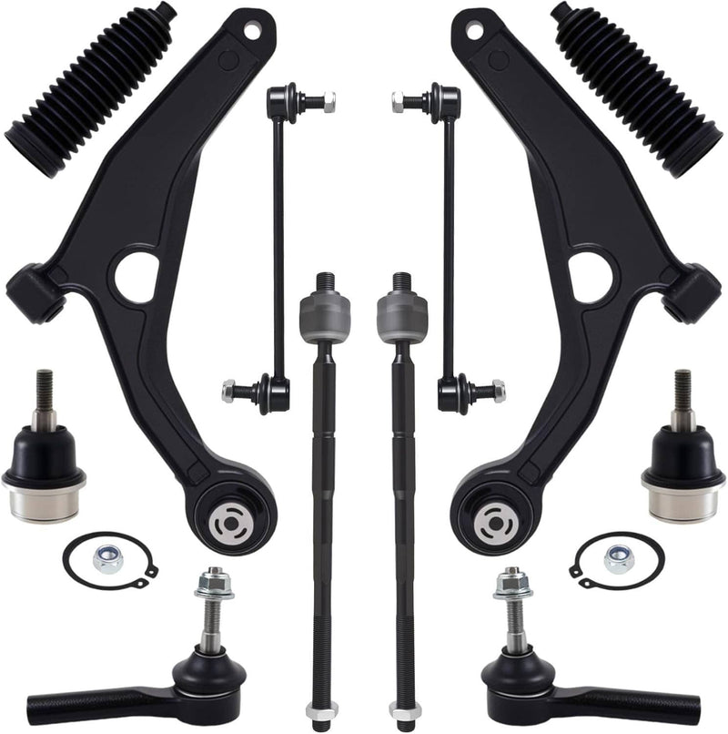 Front Lower Control Arms Sway Bar Tie Rods Kit for Dodge Journey 12Pcs