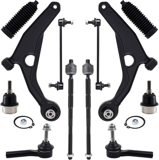 DURAFORCE Front Lower Control Arms Sway Bar Tie Rods Kit for Dodge Journey 12Pcs