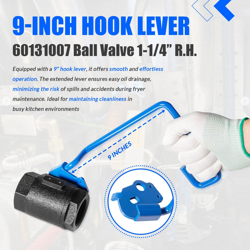 60131007 Ball Valve 1-1/4" Right Hand for Pitco Magikitchen Fryers SG14