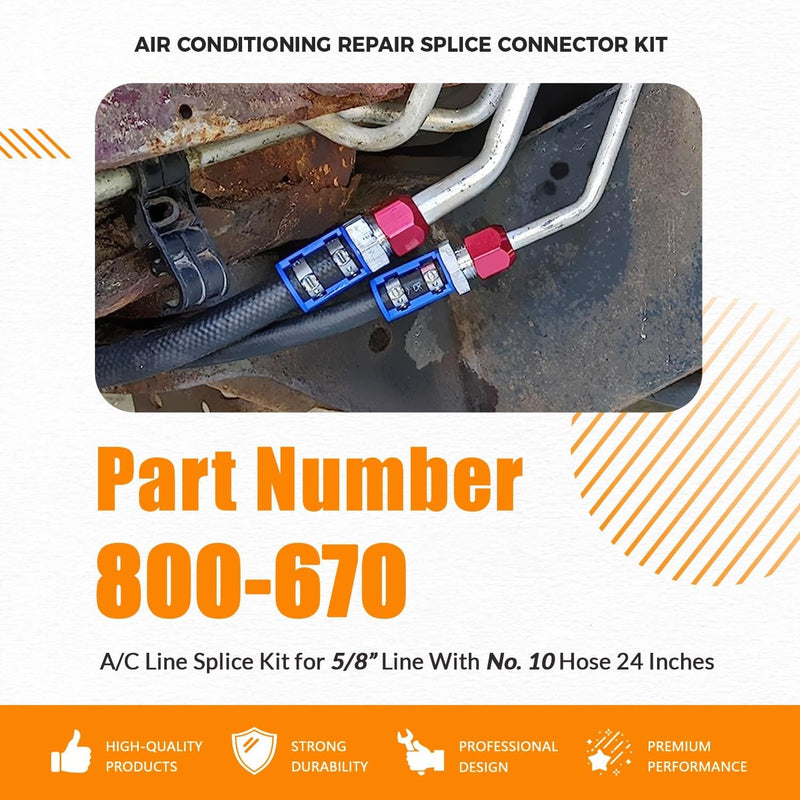 800-670 A/C Line Splice Kit for 5/8 Line With No.10 Hose Line to Hose Repair