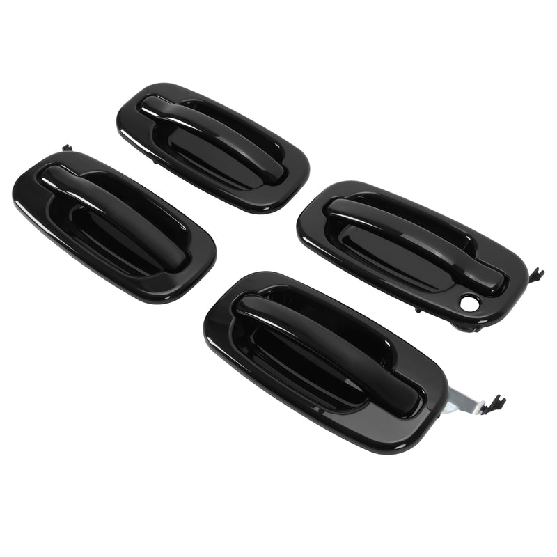 Outside Door Handles Set Painted Black for Silverado Tahoe Sierra 99-06 4 Pcs