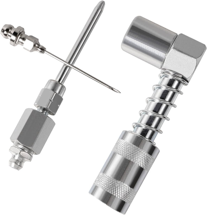 90 Degree Coupler Needle Nozzle Grease Injection Needle w/ Cap for Zerk Fitting