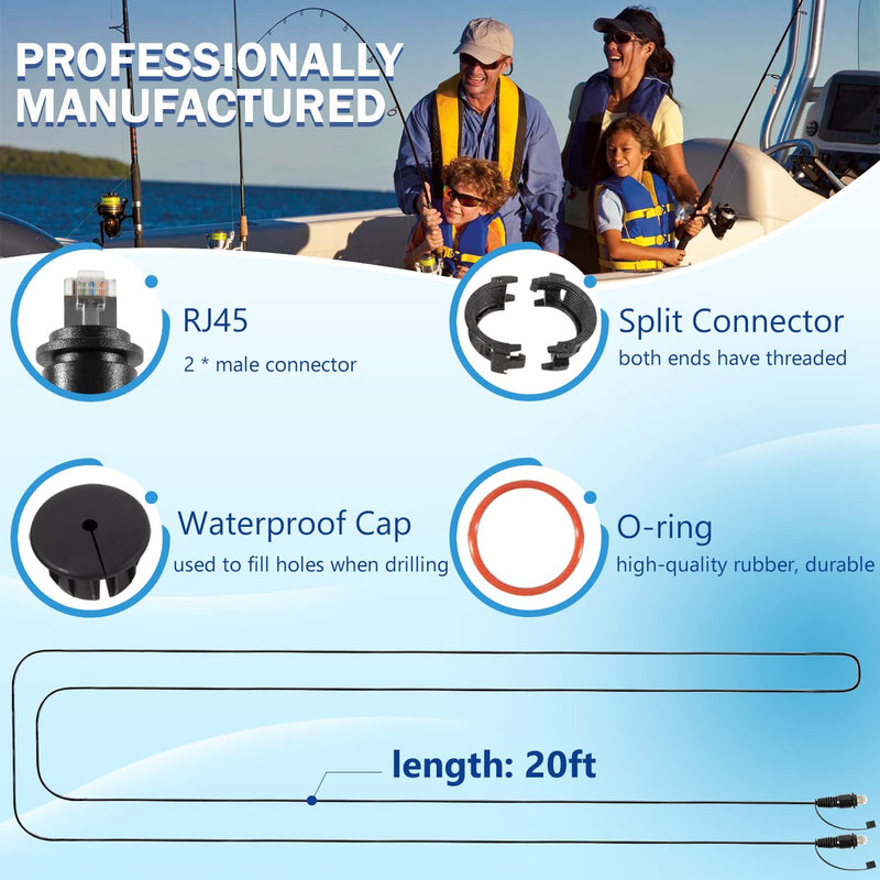 010-10551-00 Marine Network Cable 20 Feet with Split Connector Waterproof Cap