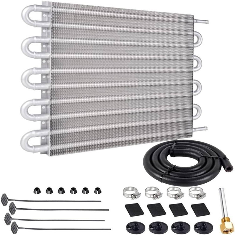 10 Rows Remote Transmission Oil Cooler Radiator Converter Kit Universal Aluminum