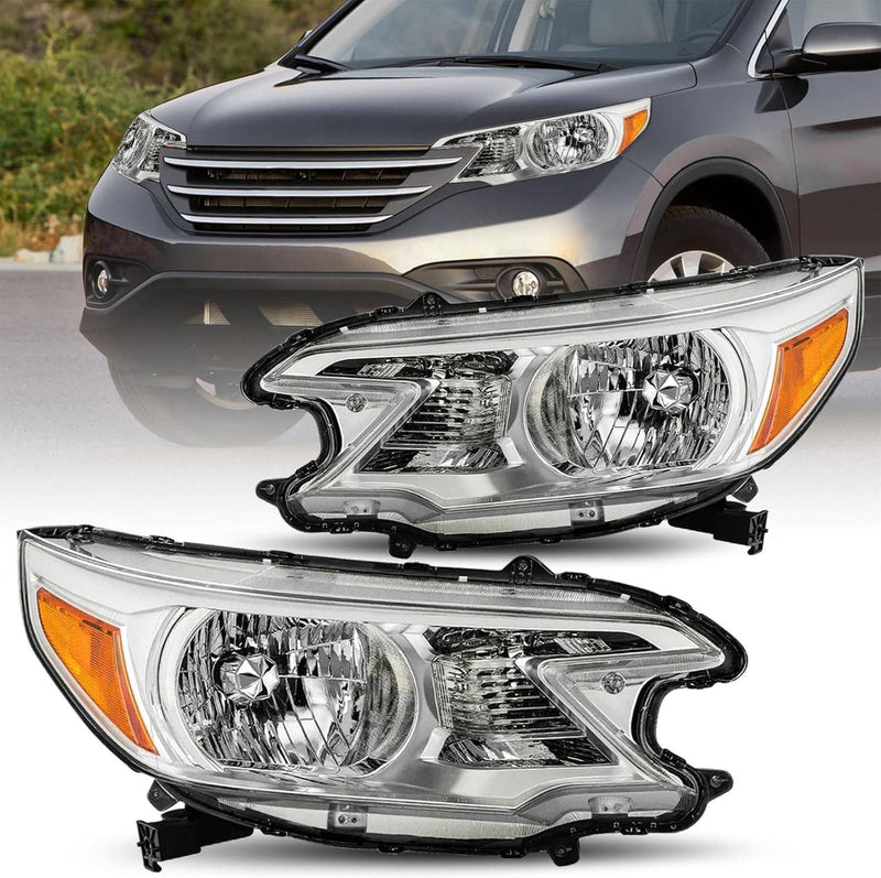 Pair Chrome Amber Corner Headlights for Honda CRV CR-V 2012-2014 Left Right