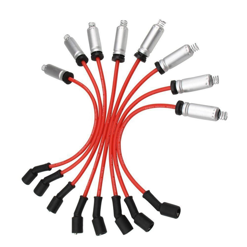 8 Set Round Ignition Coil and Spark Plug Wire for Chevy Silverado 1500 2500 GMC