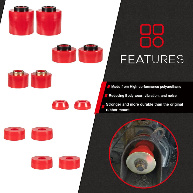 4.4123R Body Cab Mount Bushing Set Kit for Ford F150 F250 F350 2WD 4WD 1980-1998