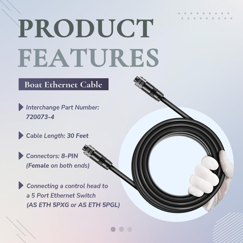 720073-4 Boat Ethernet Cable AS EC 30E Ethernet Cord 30ft for Humminbird