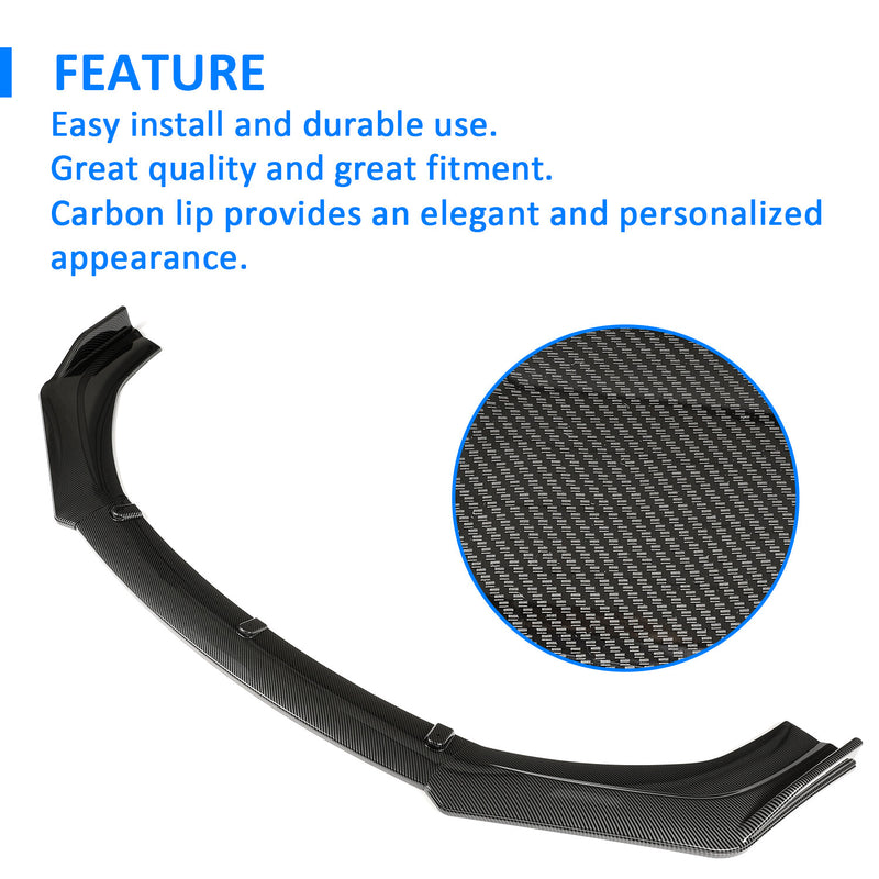 Front Bumper Lip Body Kit Spoiler Chin Carbon Look for Honda Civic 2016-2021