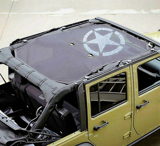 DURAFORCE Mesh Sun Shade Top with Star for Jeep Wrangler JK JKU Unlimited Rubicon Sahara