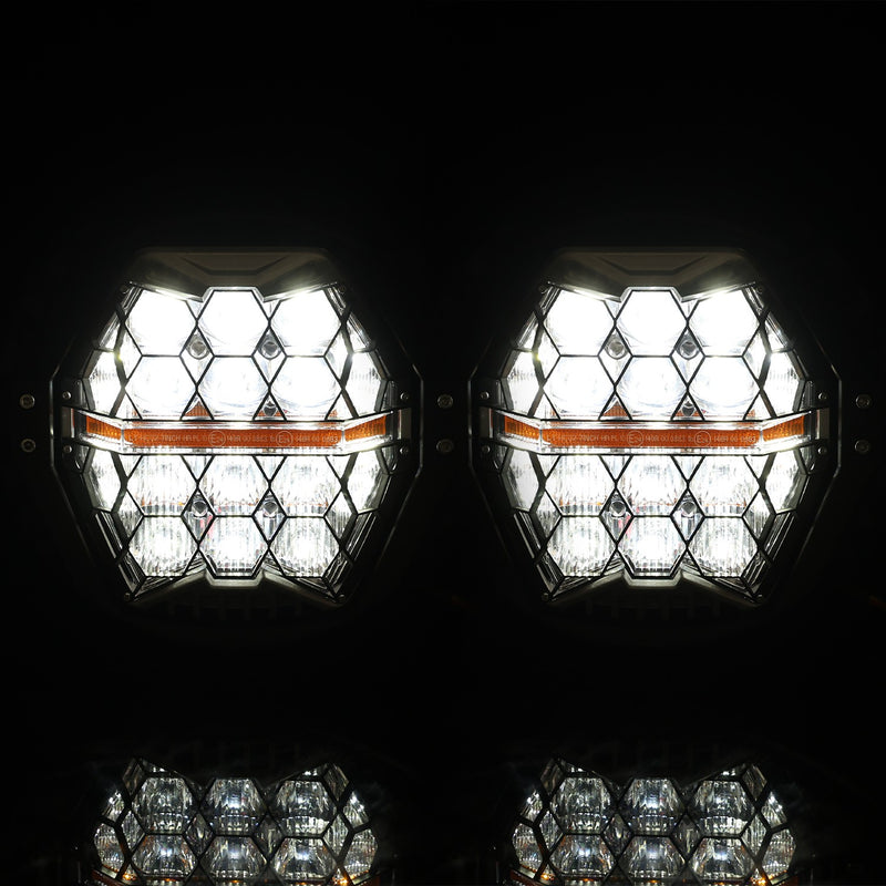 Dual LED Headlight Headlamp Projector Hi Lo Beam for Harley Road Glide 2015-2024