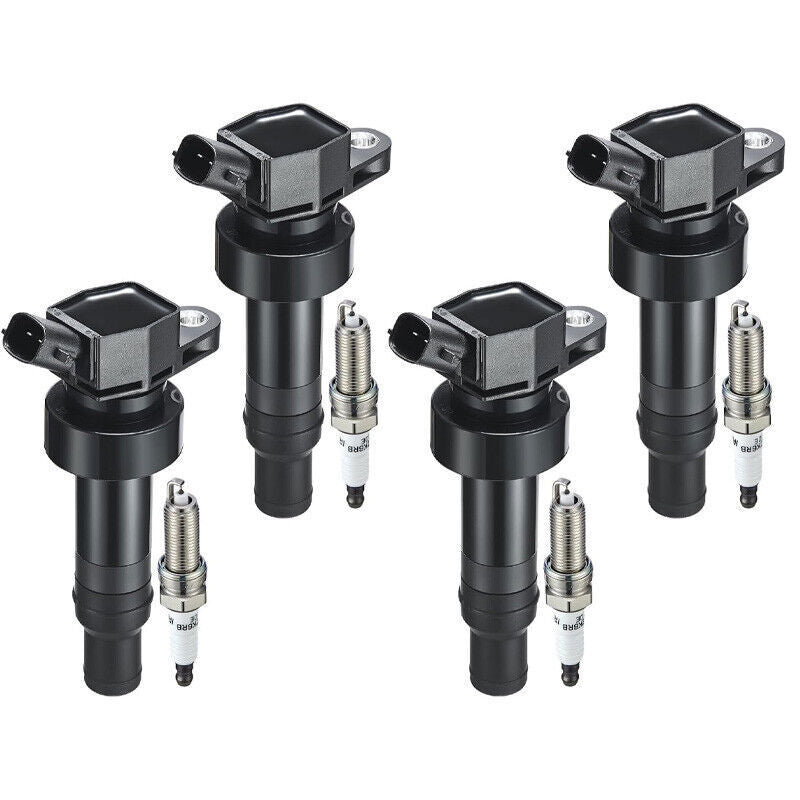 4X Spark Plug 4X Ignition Coil for Kia Rio Soul Hyundai UF652