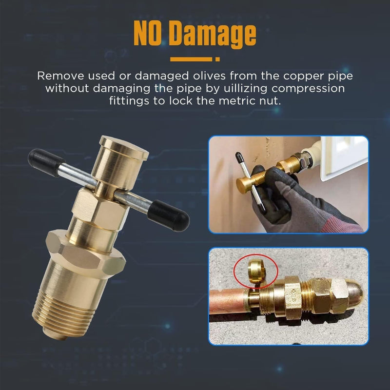 Olive Remover Ferrule Puller Brass Copper Pipe Fitting Plumbing Tool 1/2 3/4