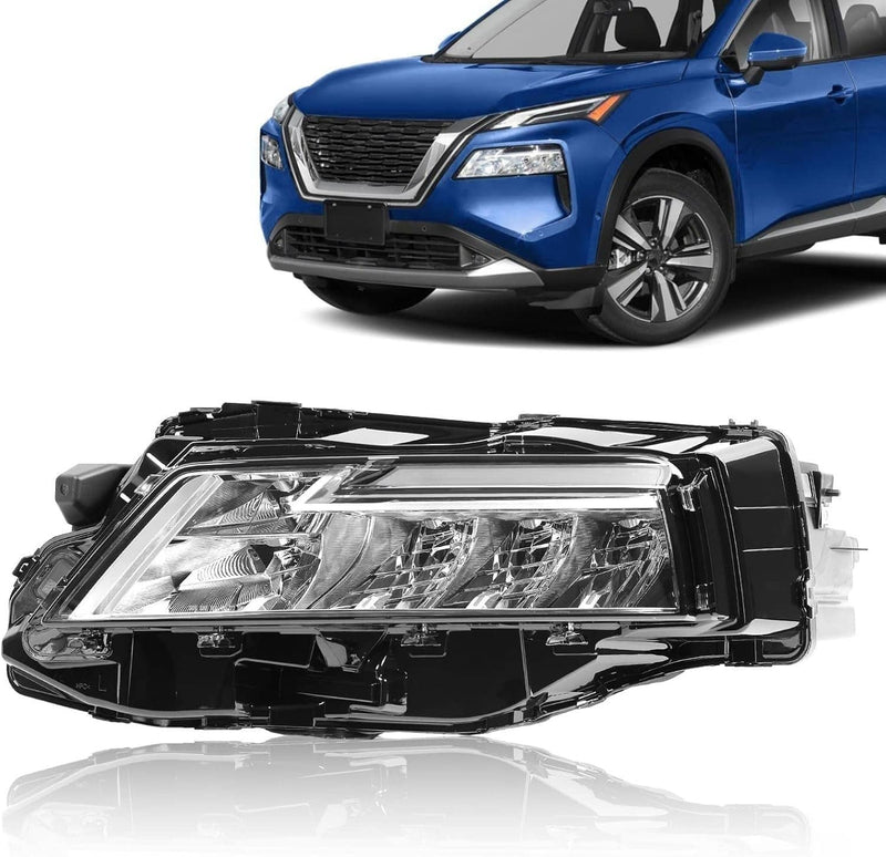 Chrome LED Headlights Headlamps Pair Left+Right for Nissan Rogue 2021 2022 2023