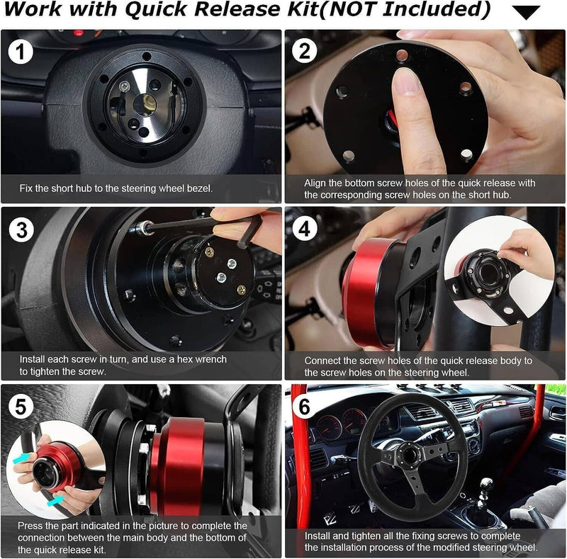 Steering Wheel Short Hub Adapter for Ididit GM Chevy Aluminum Black 5 & 6 Hole