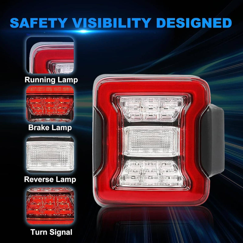 LED Tail Lights Pair for Jeep Wrangler JK JKU 07-18 Rear Brake Turn Signal Lamps