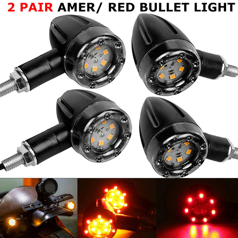 LED Turn Signal Indicators Dual for Sports Motorcycle Dirt Bike 4x Blinker