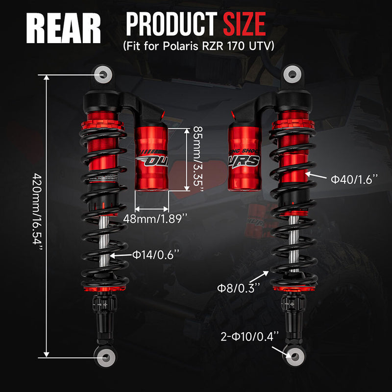 Adjustable Front Rear Air Shocks Absorbers for Polaris RZR 170 UTV 2009-2021