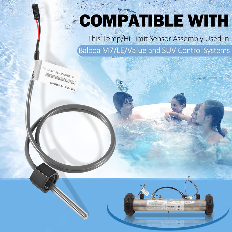 30344 30042 30382 Temp/Hi Limit Sensor 1/4" 2-Pin for Balboa M7 2-Pack