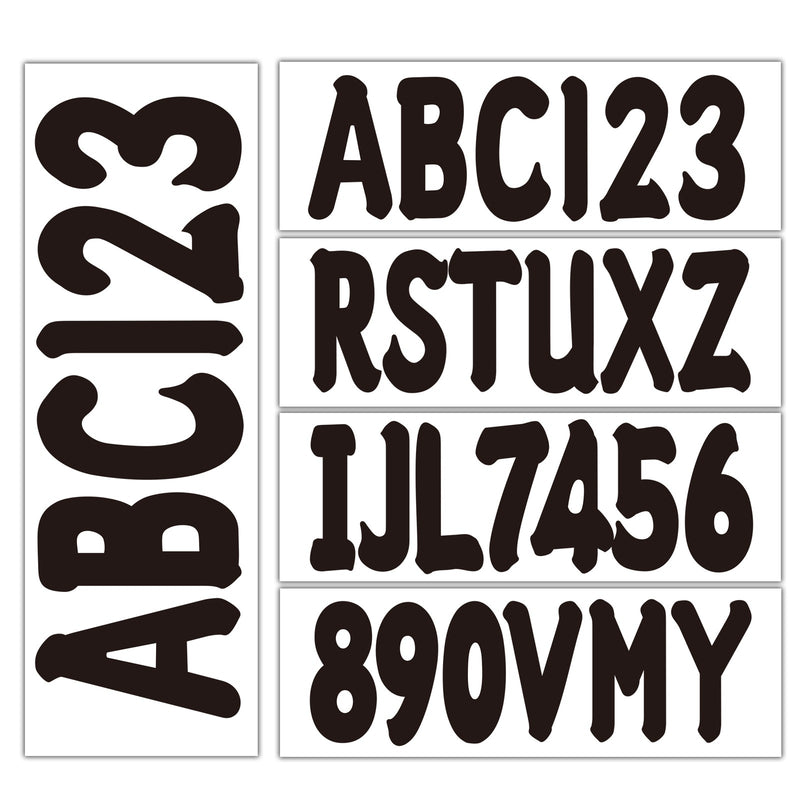 Decals Sticker for Boat Registration Letters Numbers A-Z 0-9 Black 4-Sets