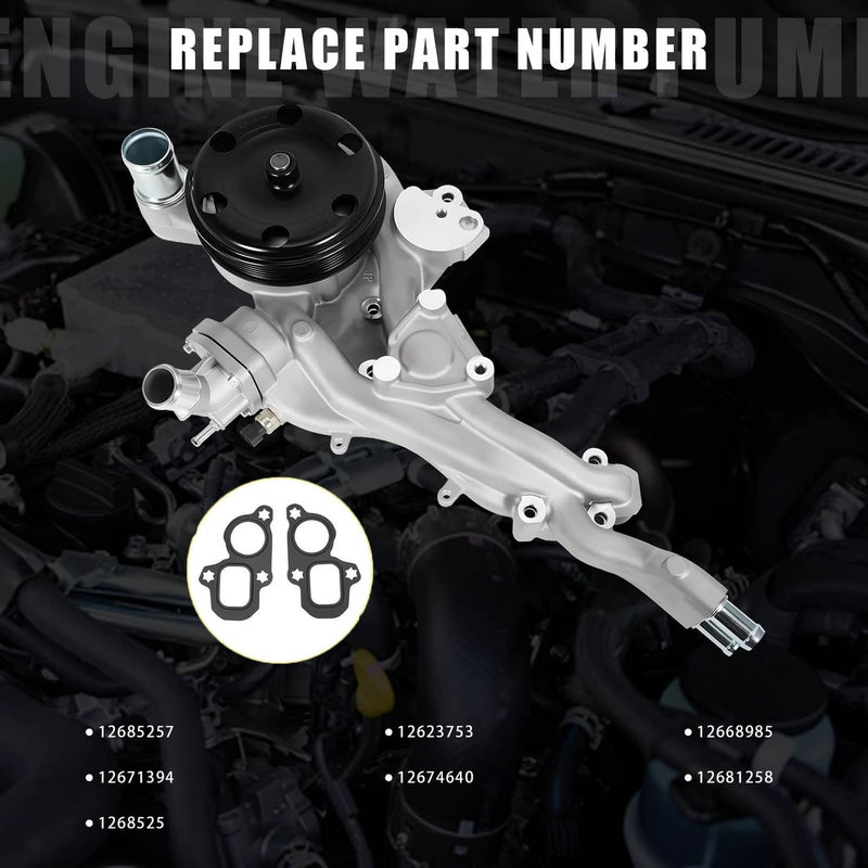 Water Pump with Thermostat for 2014-2020 Chevy Silverado GMC Sierra Cadillac