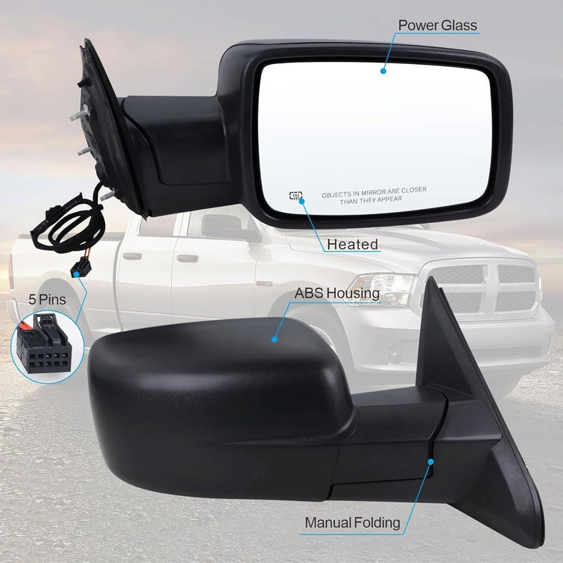 Passenger Side Power Heated LED Signal Mirror for Ram 1500 13-19