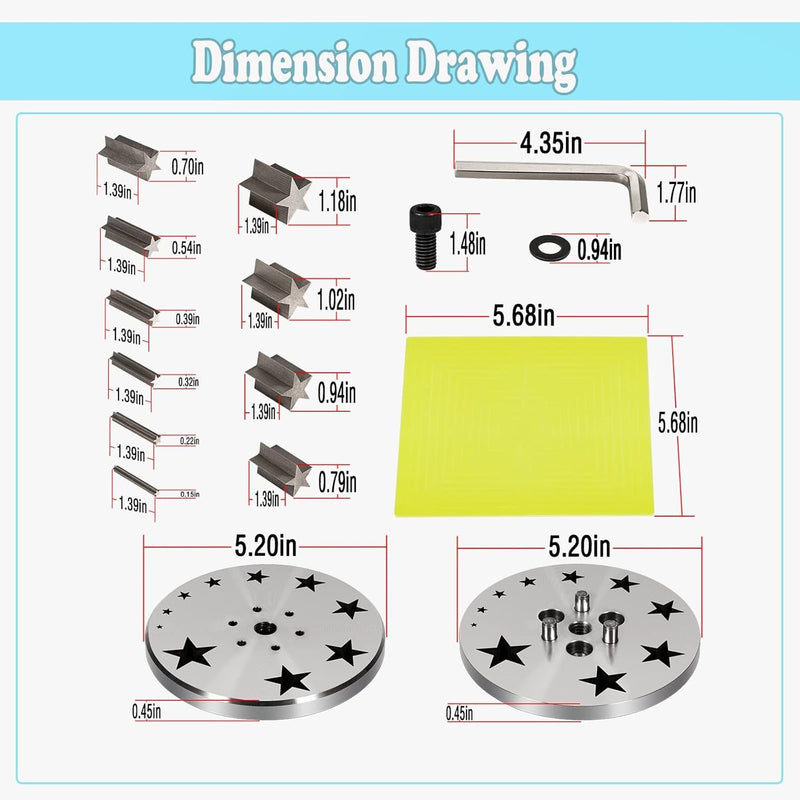 Disc Cutter 5mm to 31mm With 10 Punches for Star Shapes Stamping Blanks