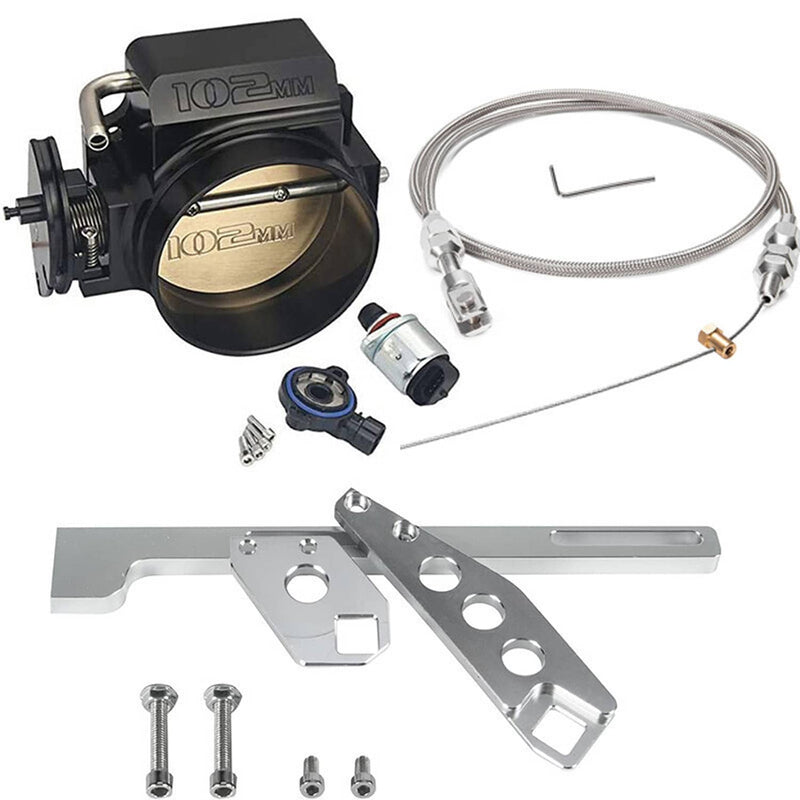 102mm 4 Bolt Throttle Body with Cable TPS IAC for GM Gen III LS1 LS2 LS6