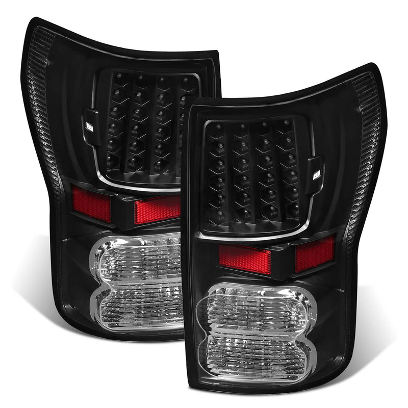 DURAFORCE Full LED Tail Lights Left+Right Black for Toyota Tundra 2007-2013 Pair Set