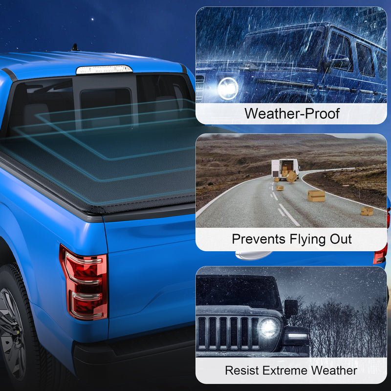 5 FT Fleetside Short Bed Soft Roll-Up Tonneau Cover for Toyota Tacoma 2005-2015