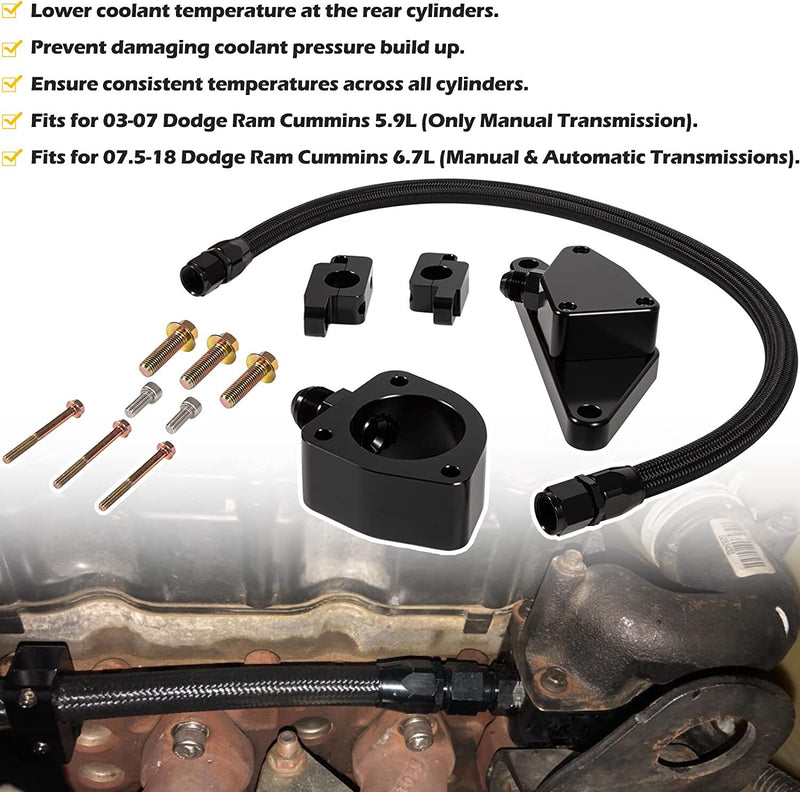 Coolant Bypass Kit for Dodge Ram 2007.5-2018 6.7L Cummins Diesel Engines