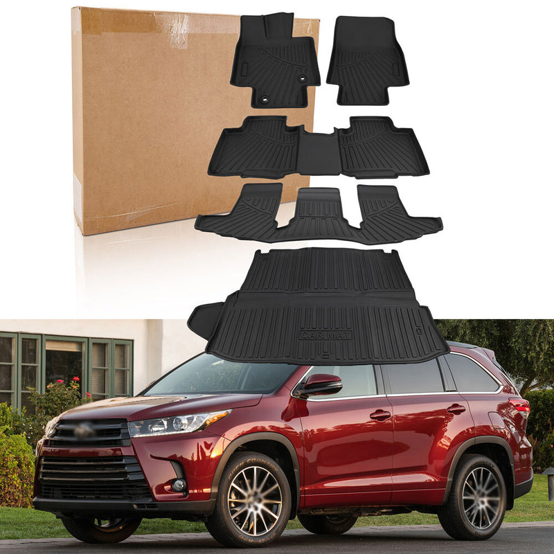 All-Weather Floor Mats 3D Molded Carpets for Toyota Highlander 2020-2025 7 Seat