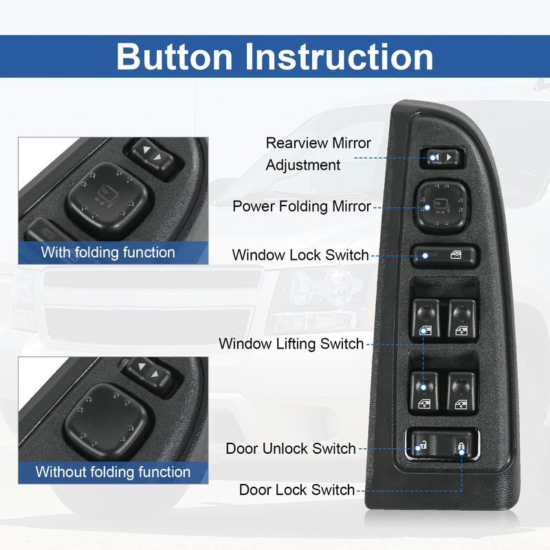 15883320 Driver Side Window Switch for Chevy Cadillac Escalade GMC 2003-2007