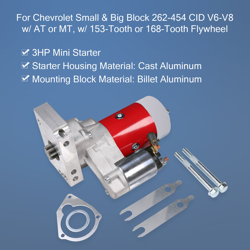 153 168 Tooth Red High Torque Mini Starter for Small Big Block Chevy