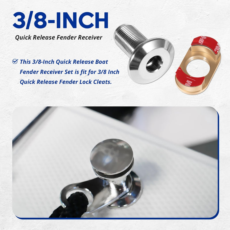 3/8-Inch Quick Release Fender Holder Receiver Set for Boat 3/8-Inch