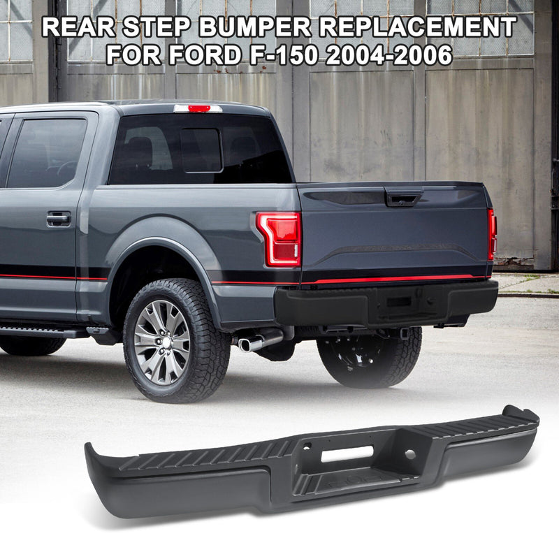 Black Rear Step Bumper with LED Light for Ford F150 2004-2006 without Sensor Hol