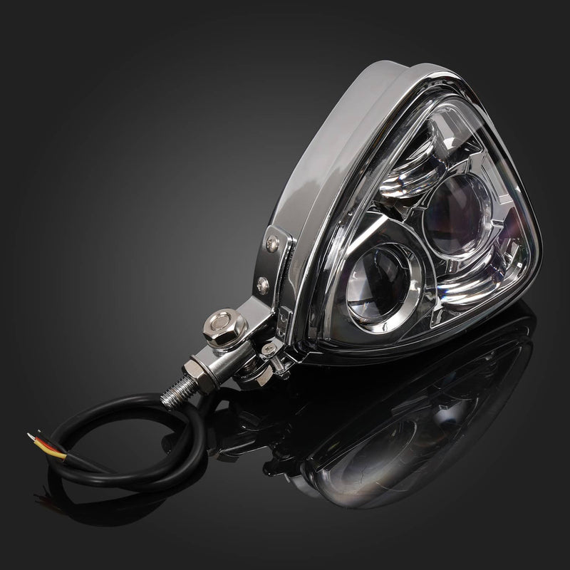 Front Triangle Headlight 10mm Bottom Mount for Cafe Racer Harley Suzuki Kawasaki